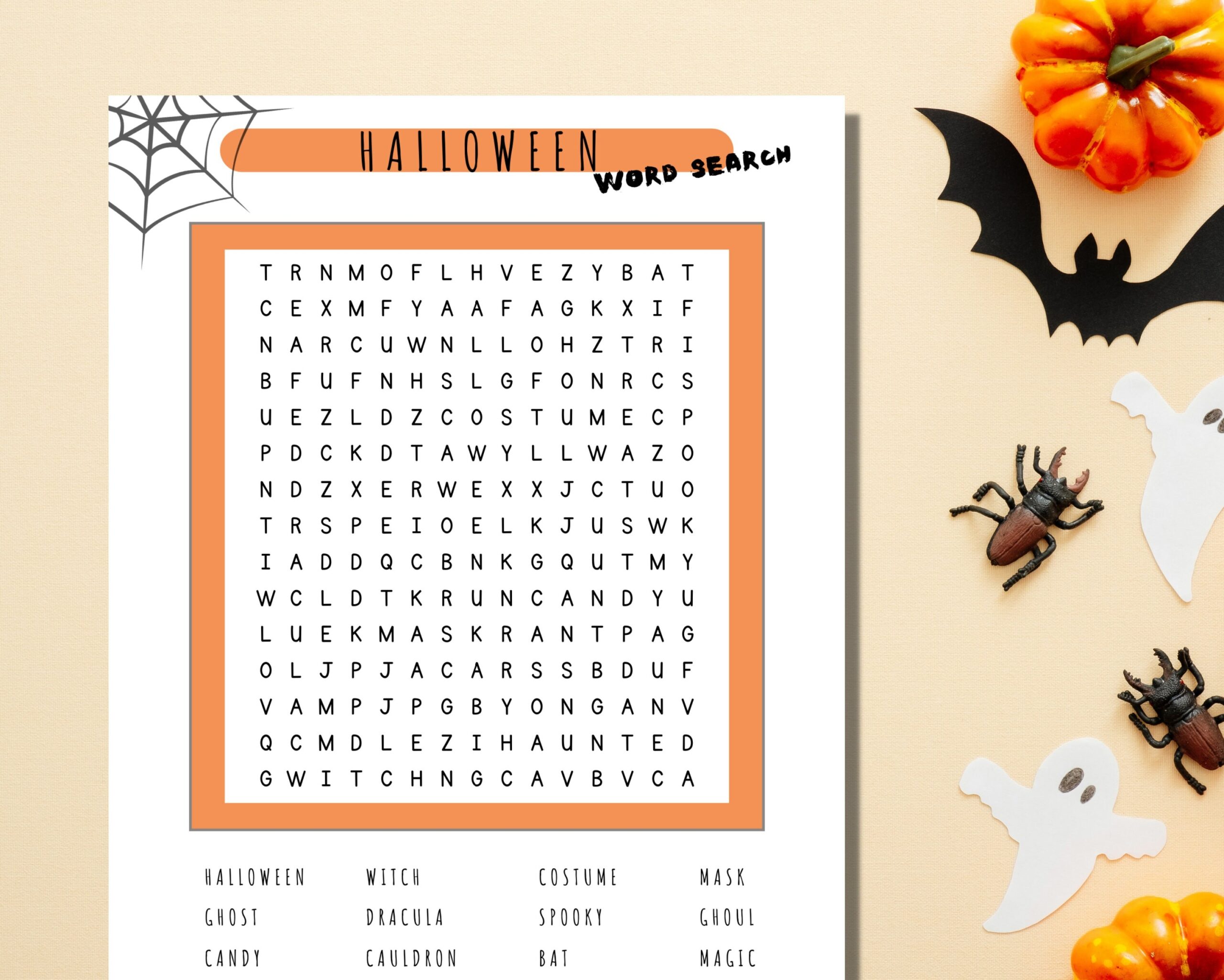 Printable Halloween Word Search Game Spooky Season Instant Download Classroom Word Game Halloween Party Game For Kids Summerween Party Etsy