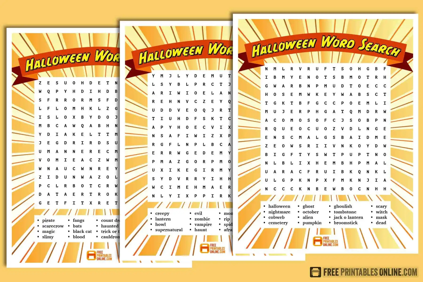 Free Printable Halloween Word Searches