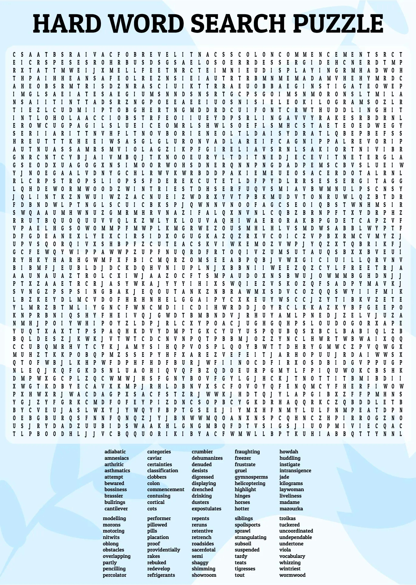 Printable Hard Word Search Puzzles Printable Hard Word Search Puzzles
