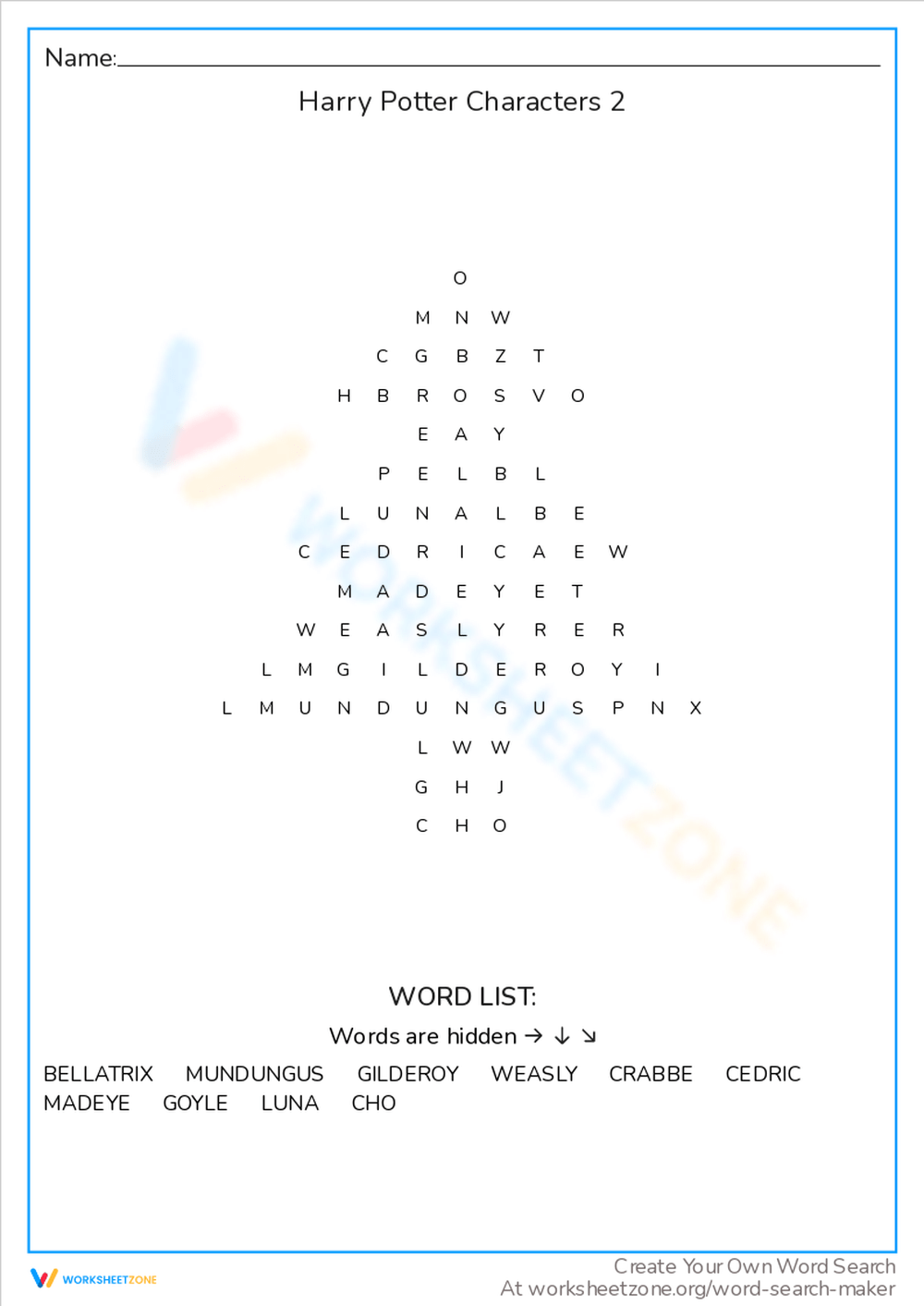 Harry Potter Word Search To Print Harry Potter Word Search To Print
