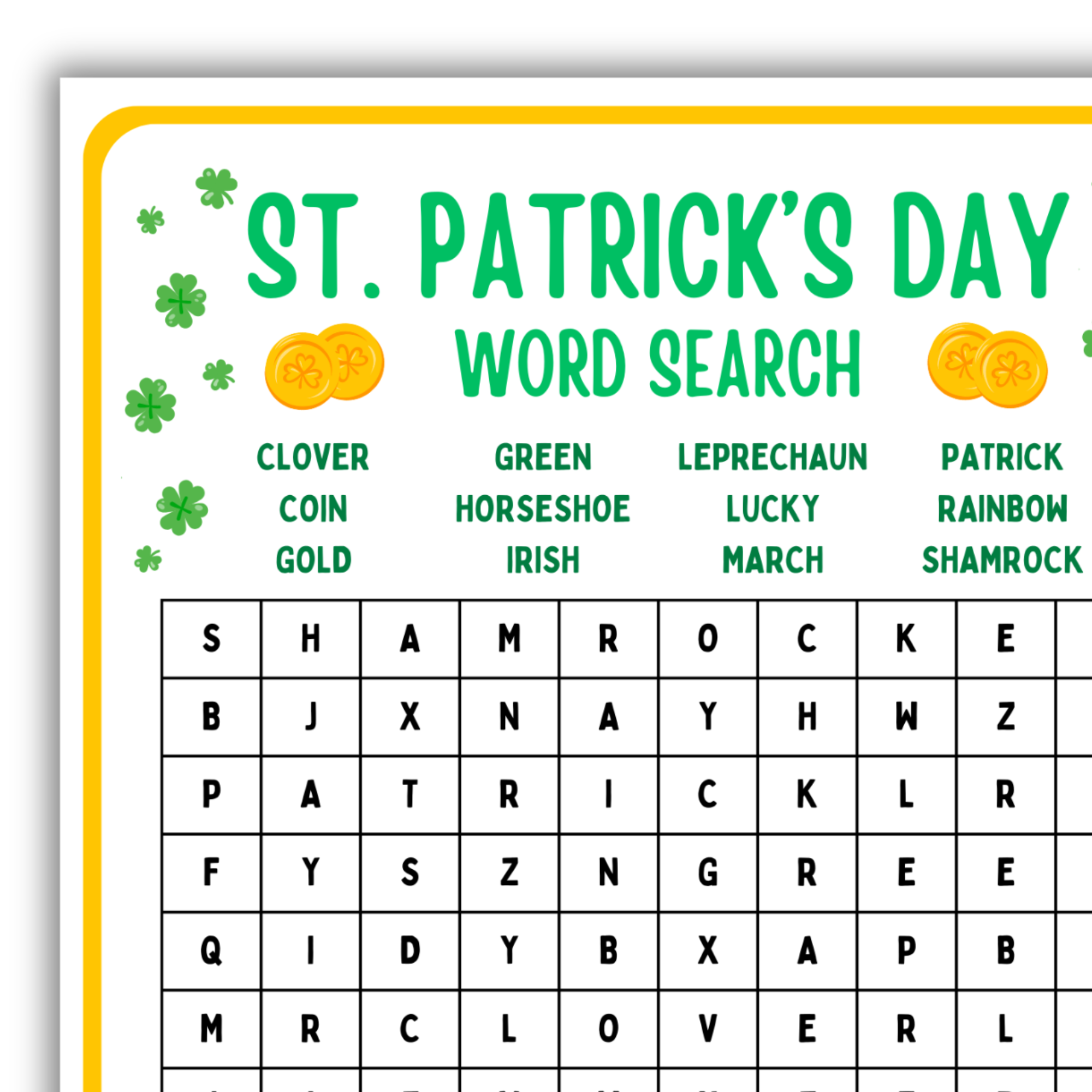 Printable St Patrick's Day Word Search