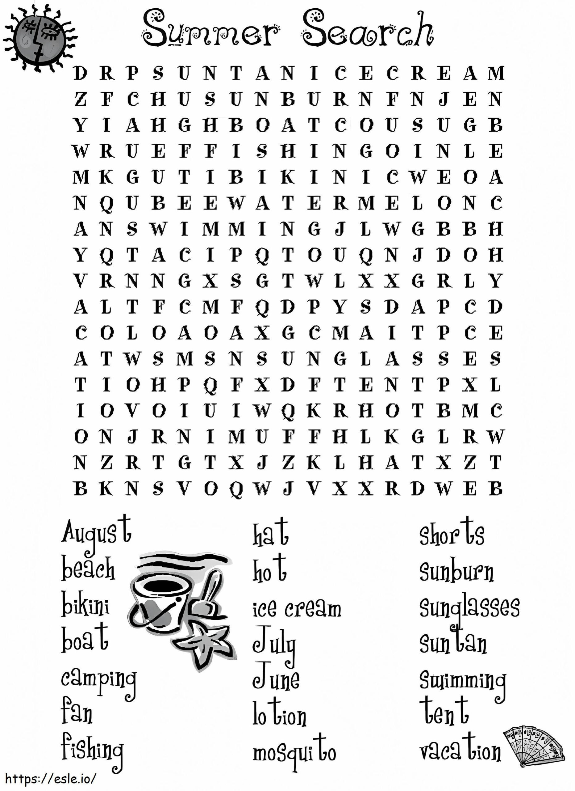 Word Search Printable Summer