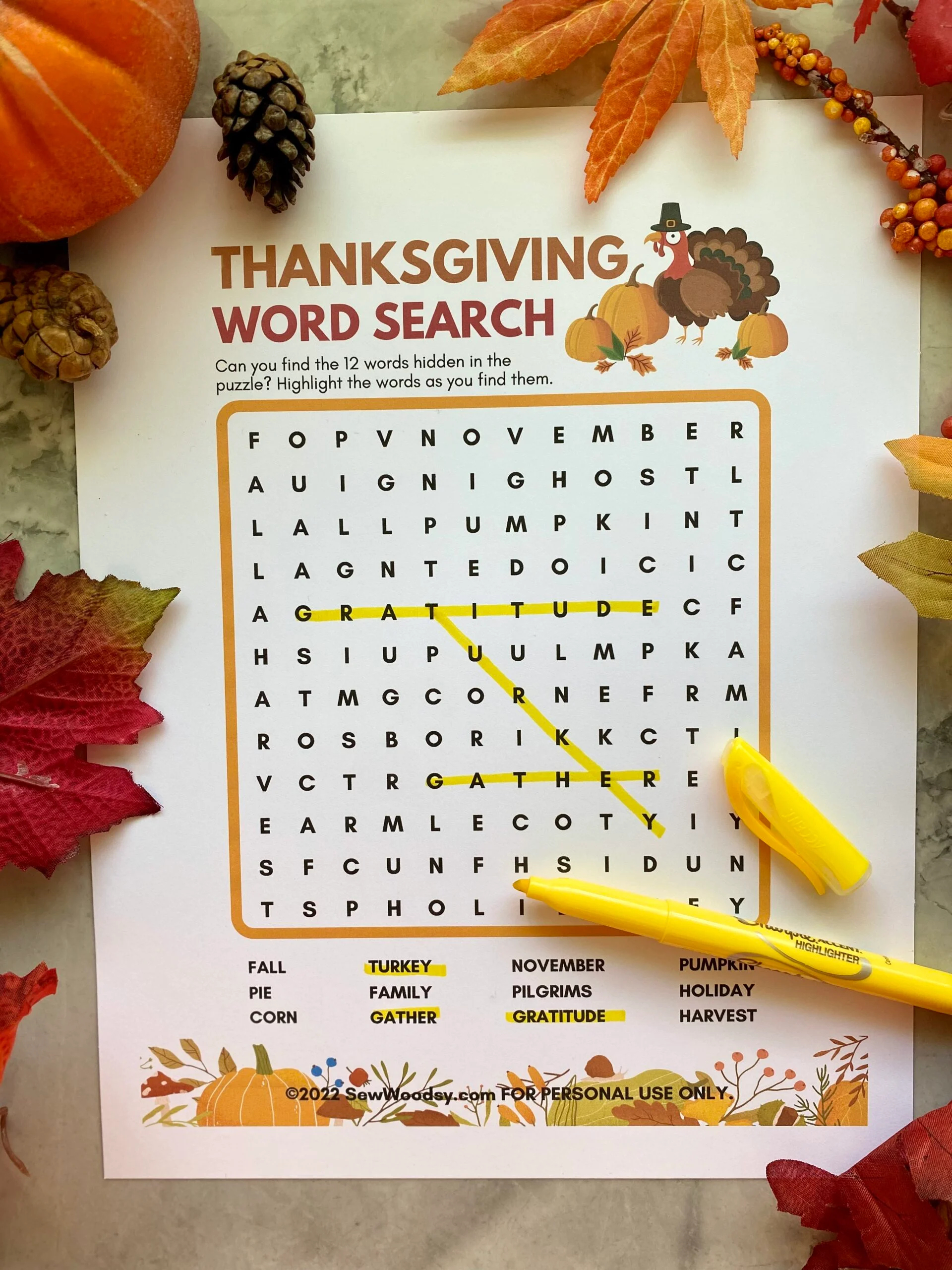 Thanksgiving Word Searches Free Printable