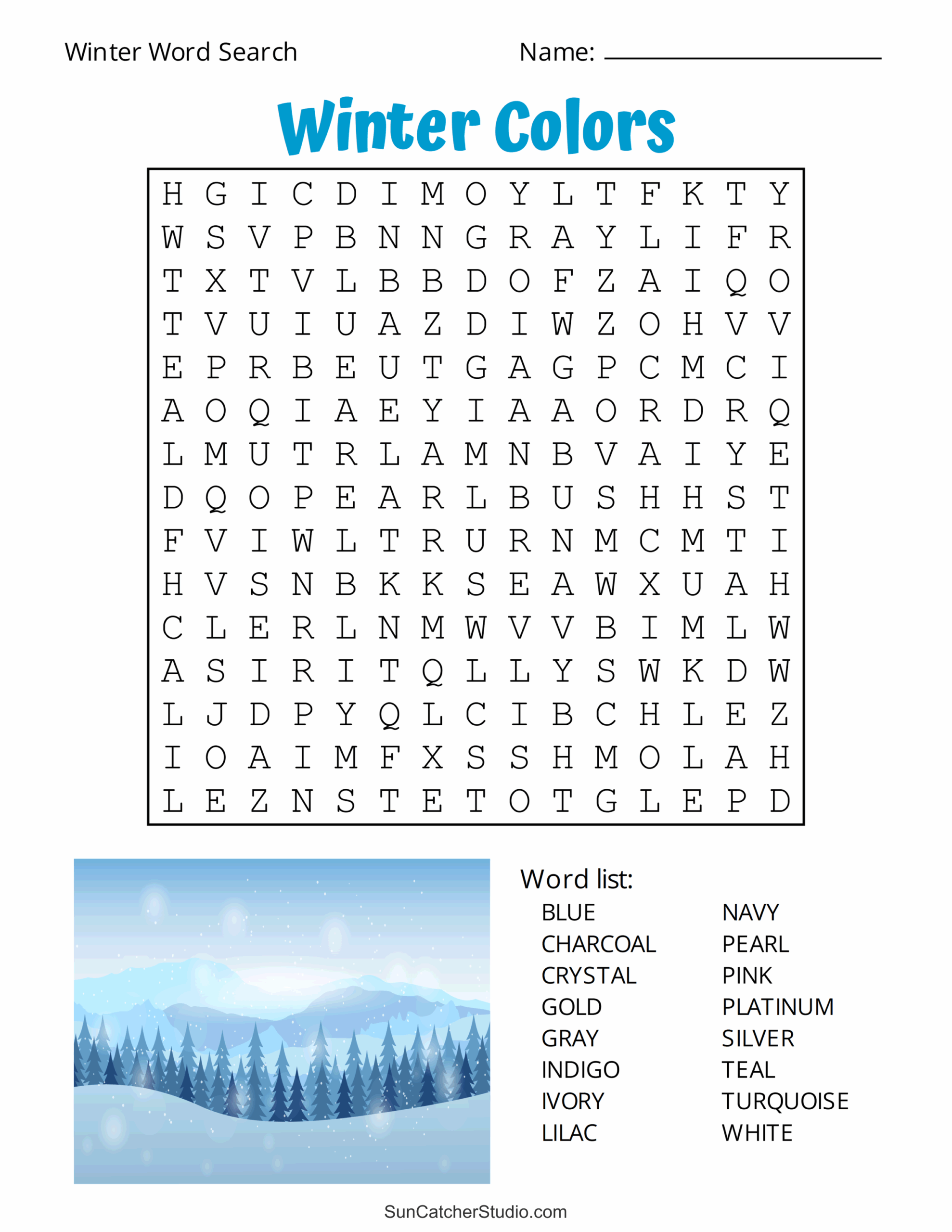 Winter Word Search Free Printable Pdf