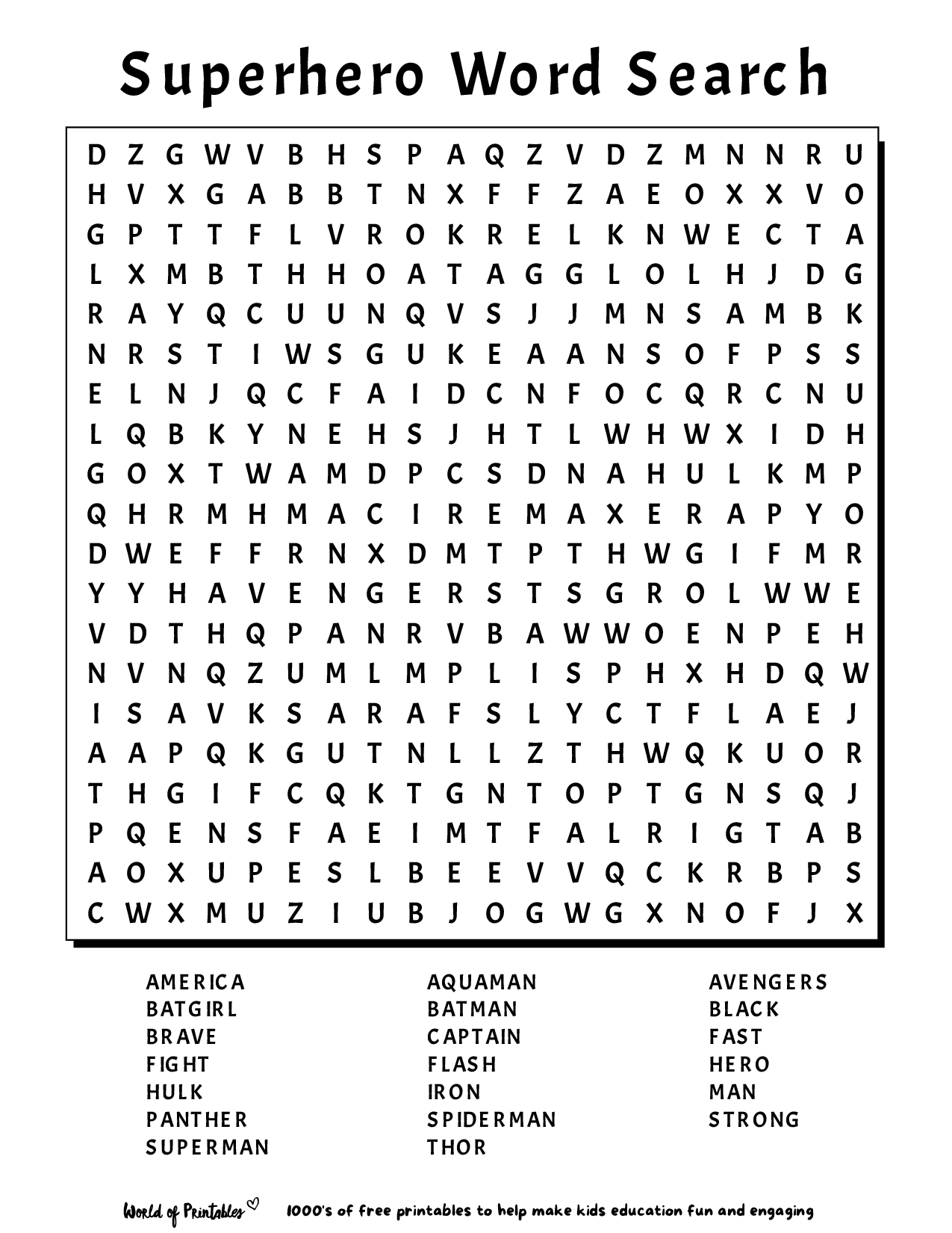 printable word search world of printables