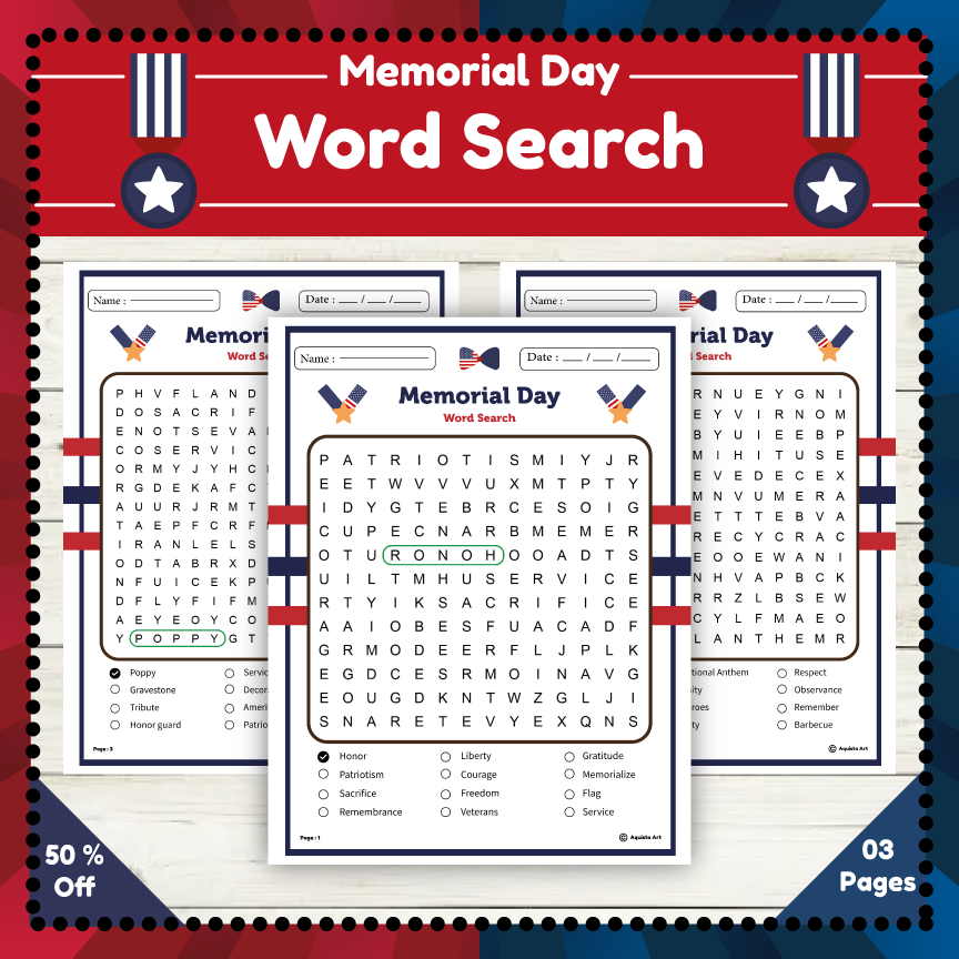 Memorial Day Timeline Word Search Memorial Day Timeline Word Search