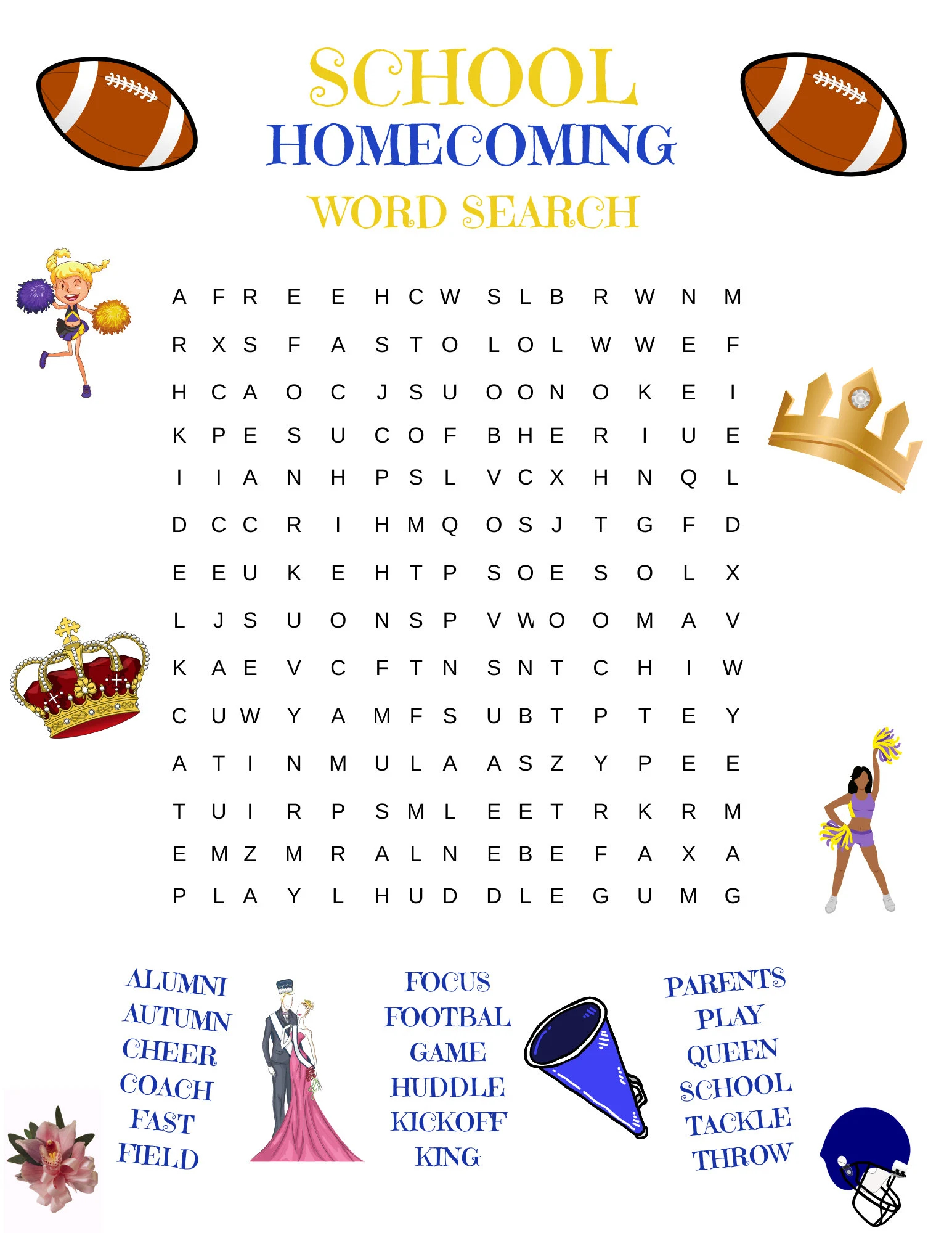 School Homecoming Word Search Puzzle Homecoming Download Printable Word Search School Word Search Puzzle With Solution Etsy