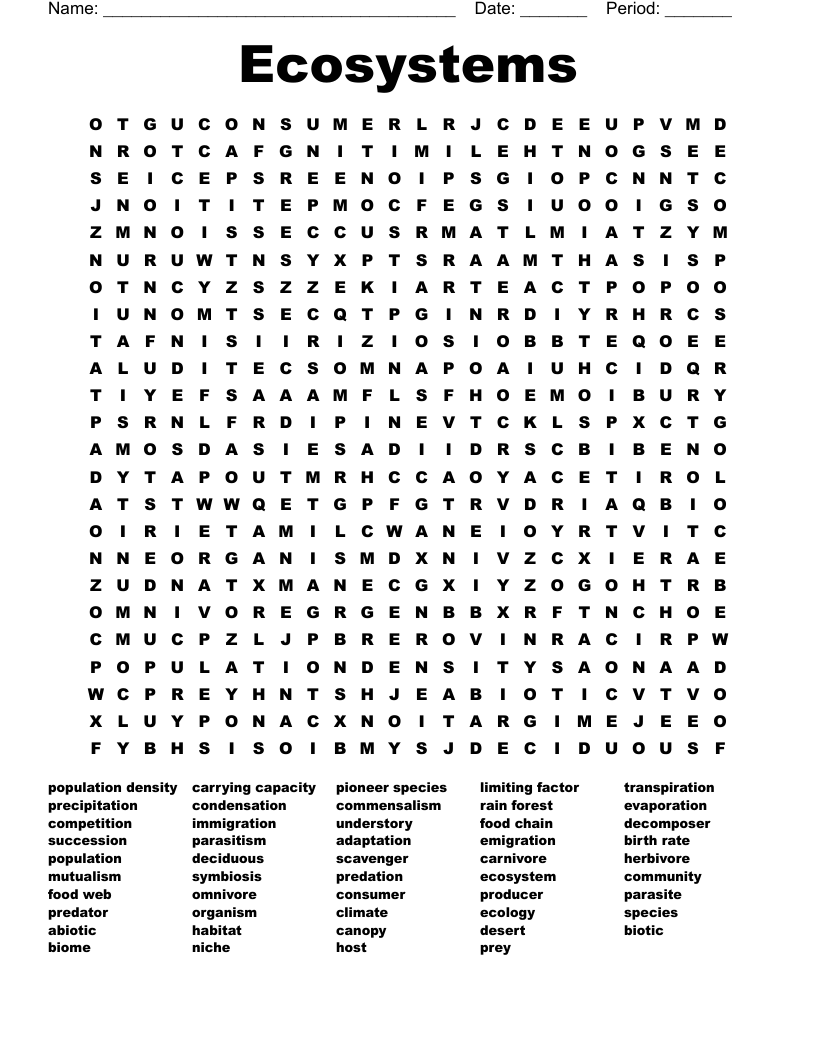 Science Word Search WordMint