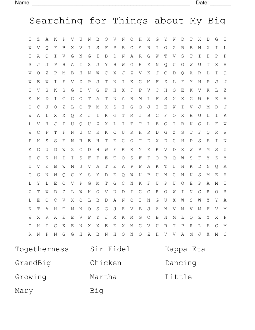 Searching For Things About My Big Word Search WordMint