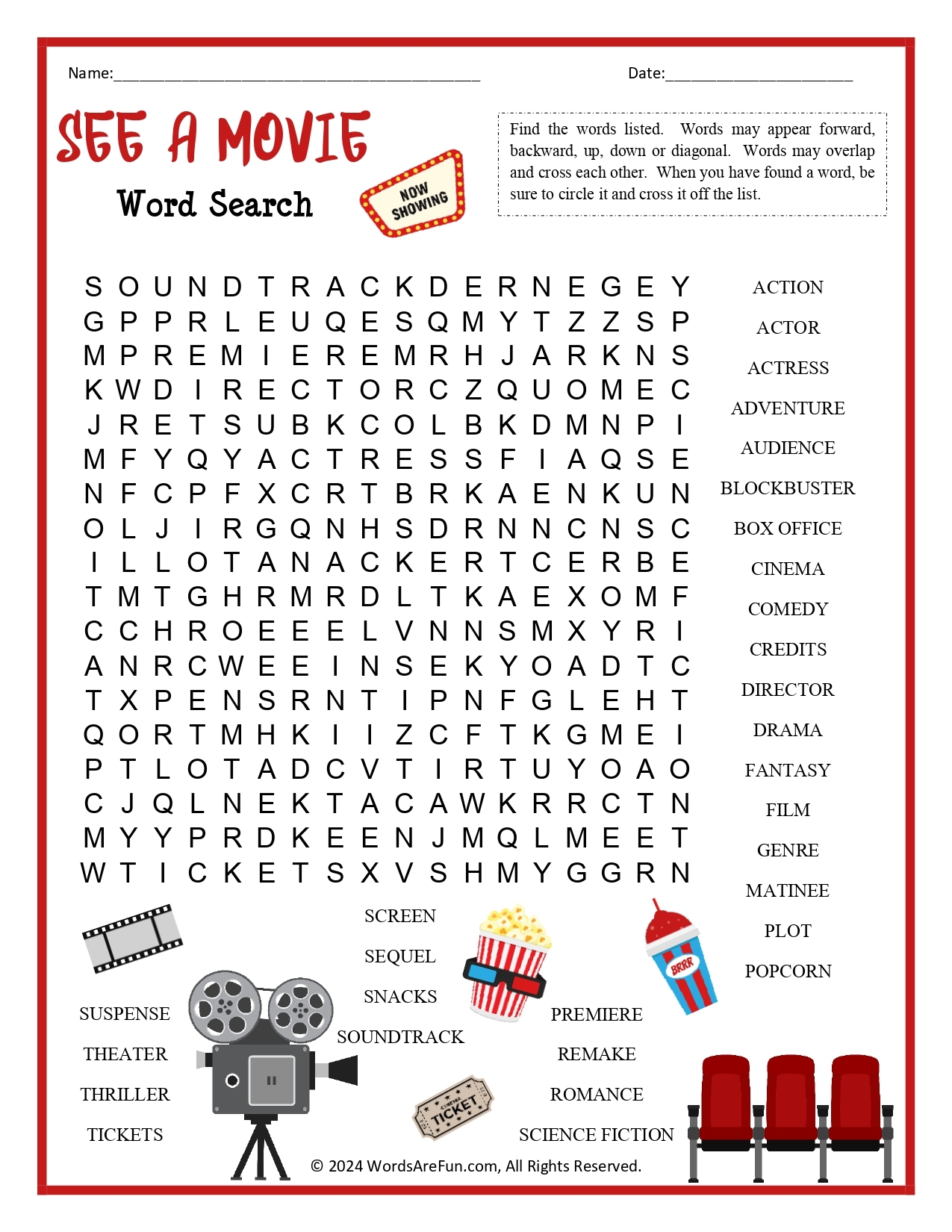 See A Movie Word Search Worksheets Library