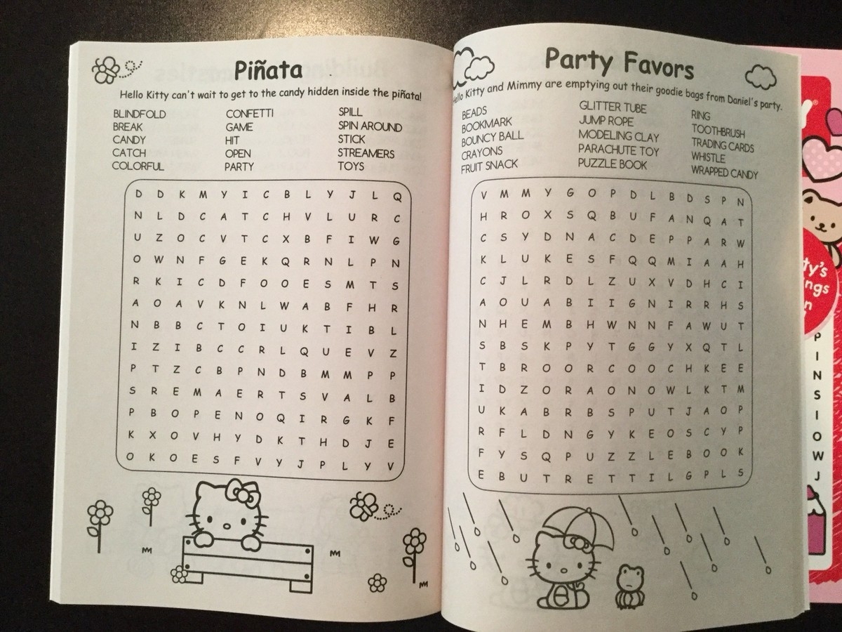 Set Of 2 Hello Kitty Word Find Books KAPPA Pink Search Puzzle Games Activities