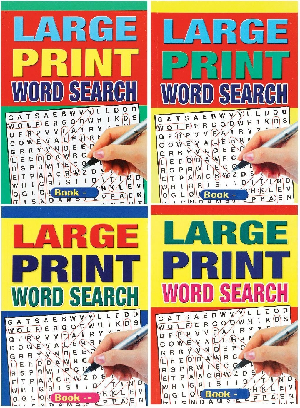 Set Of 4 Large Print A4 Size Word Search Puzzle Books 3015