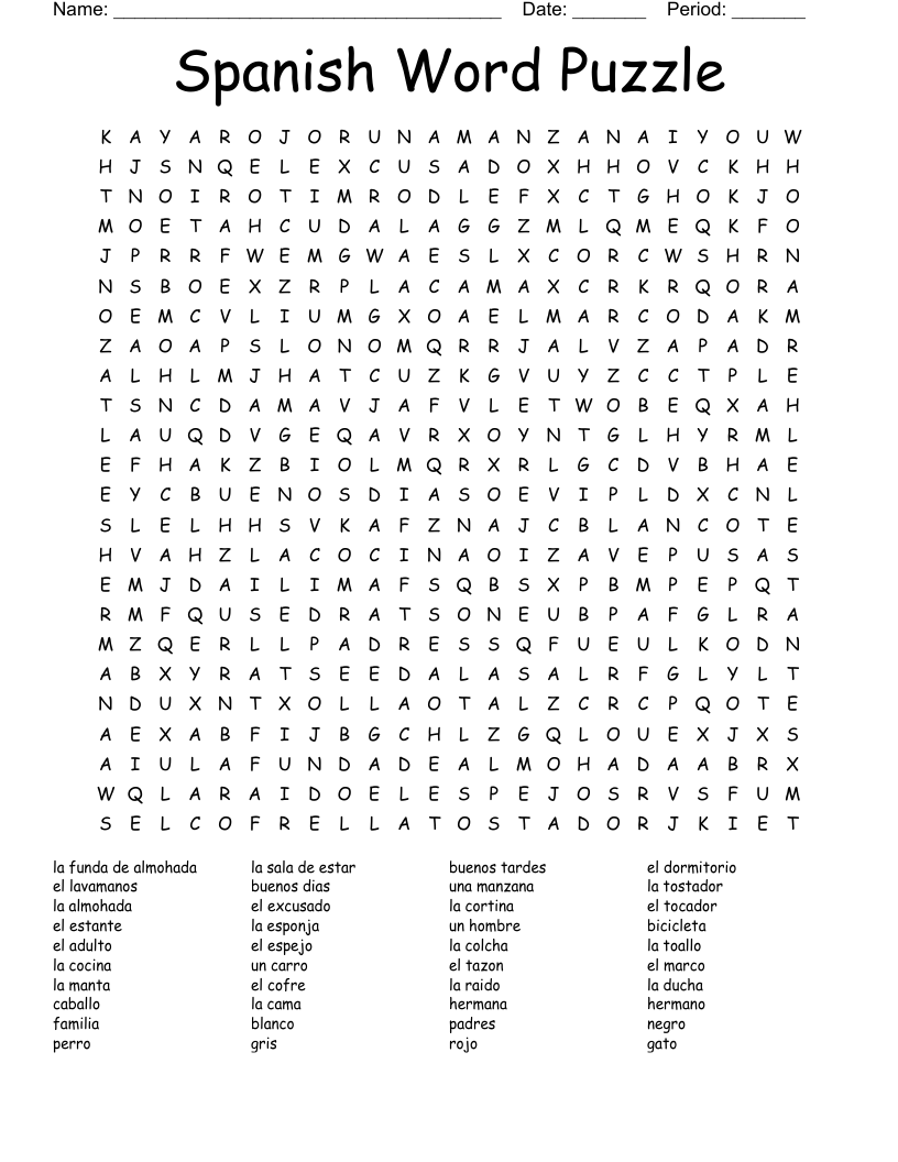 Spanish Word Puzzle Word Search WordMint