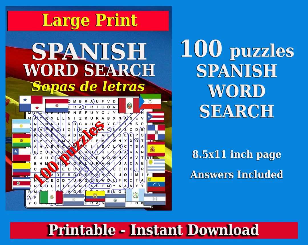 Printable Word Searches For Adults In Spanish