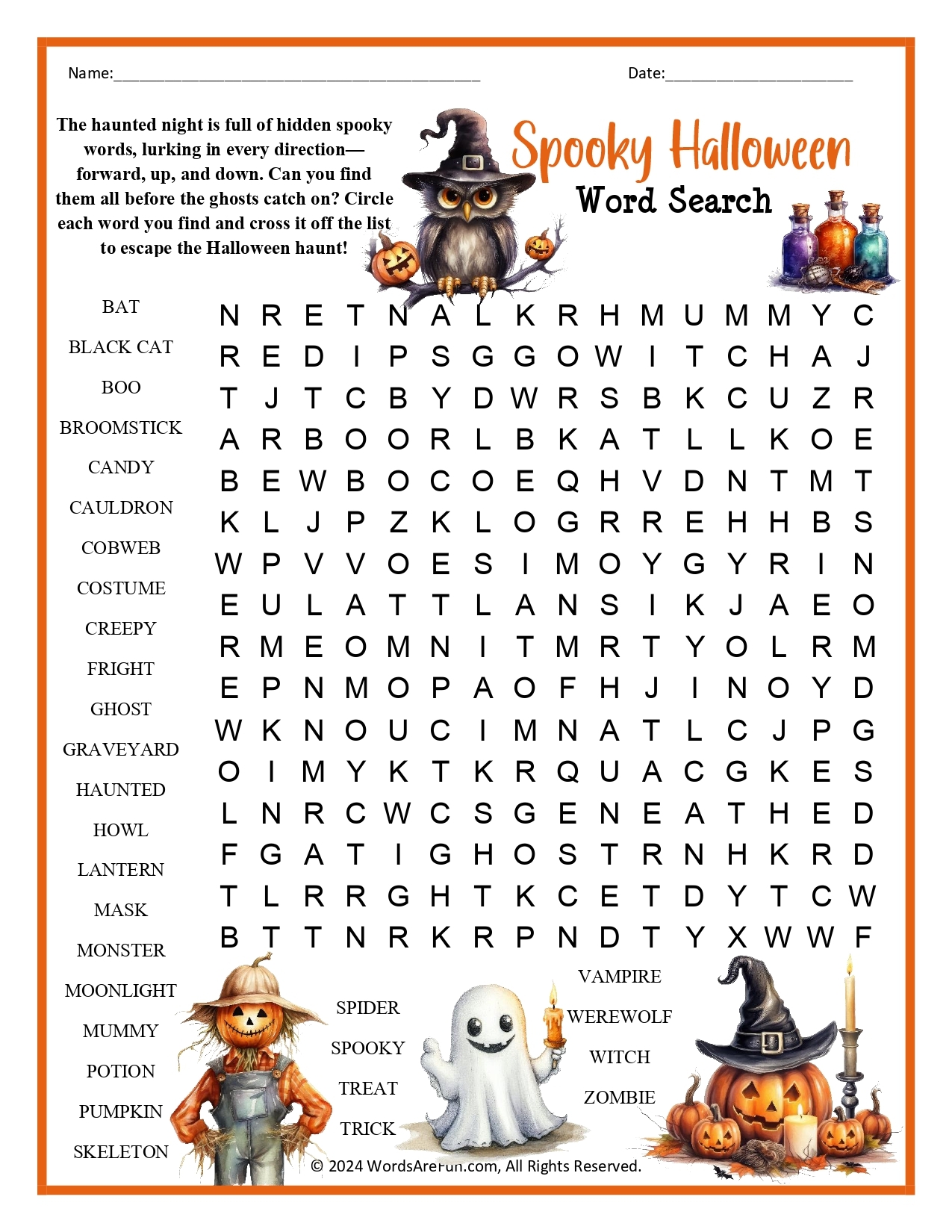 Spooky Halloween Word Search Answers Spooky Halloween Word Search Answers