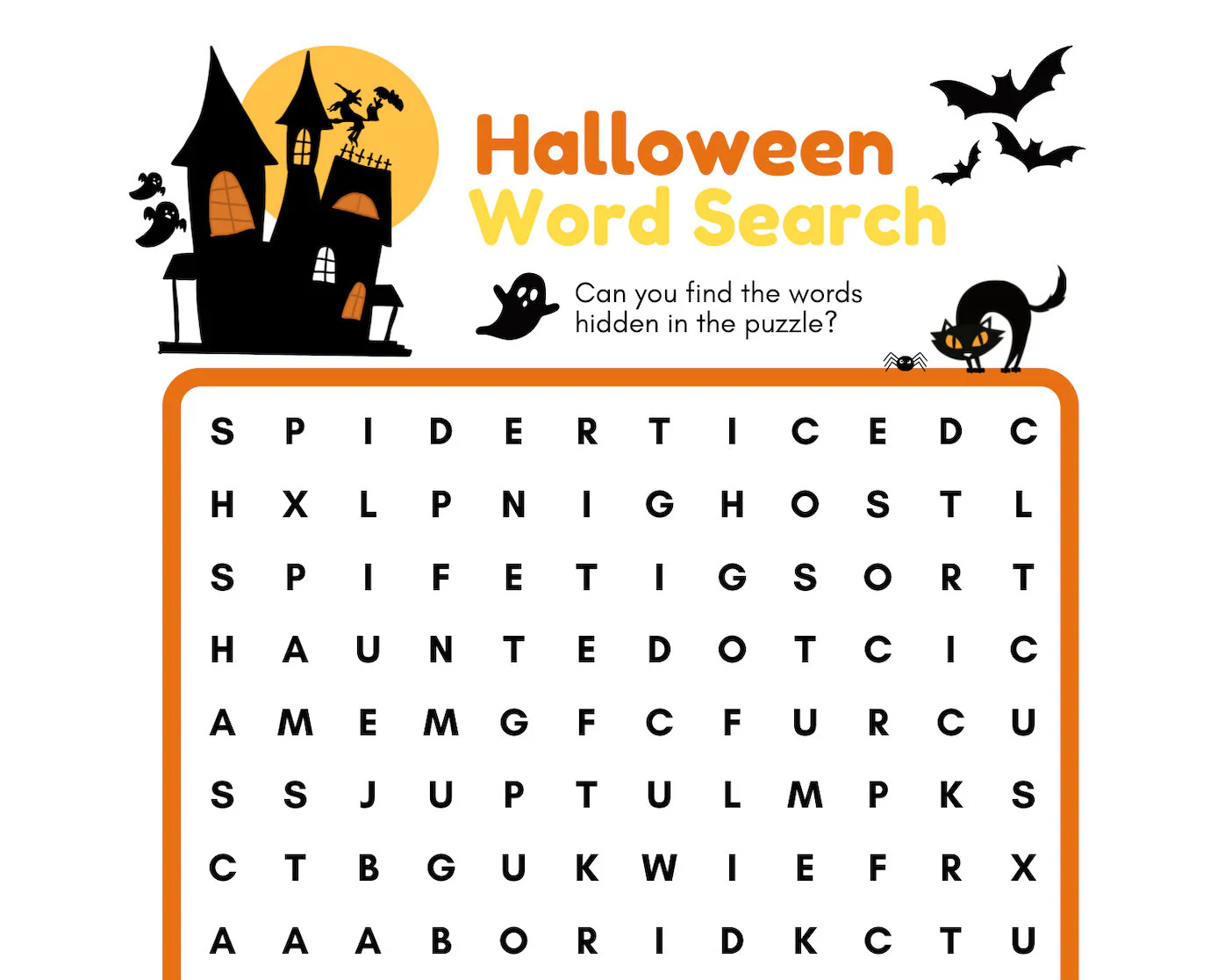 Word Search For Halloween Printables
