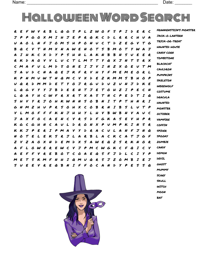 Spooky Word Search WordMint