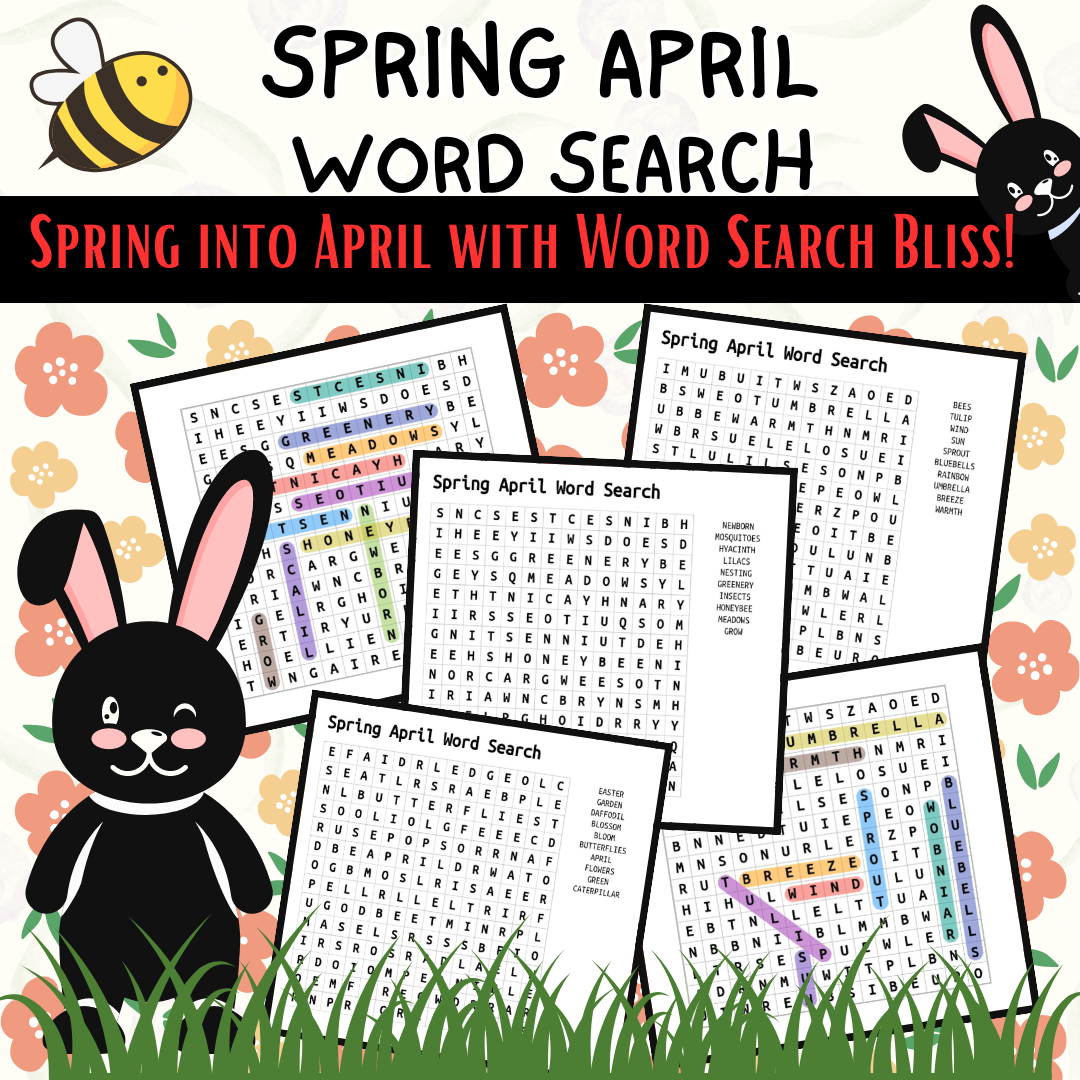 Spring April Word Search 100 Fun And Challenging Words For All Ages Made By Teachers