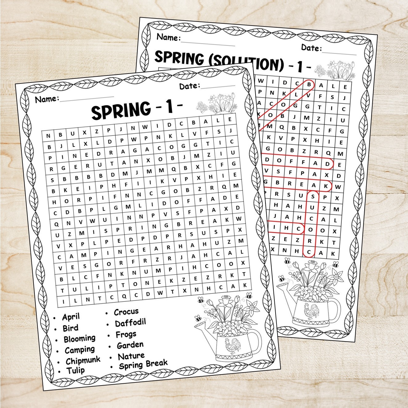 Word Search Printable Spring Break