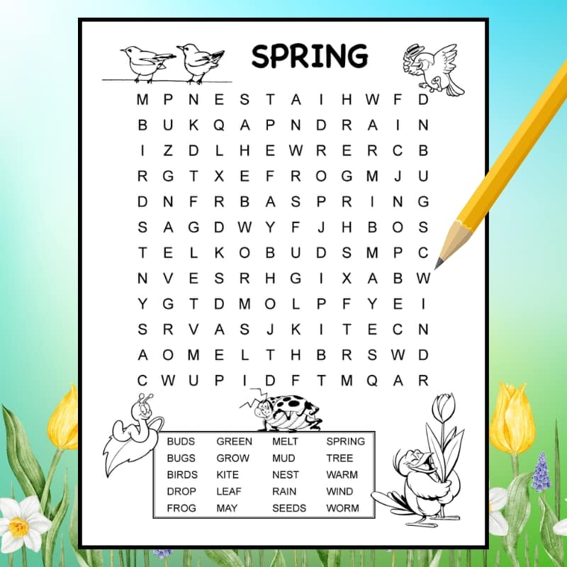 Spring Word Search 1st Grade Tree Valley Academy