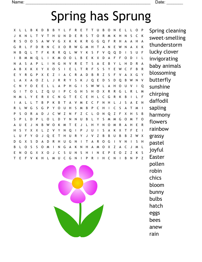 Free Printable Spring Word Searches For Kids