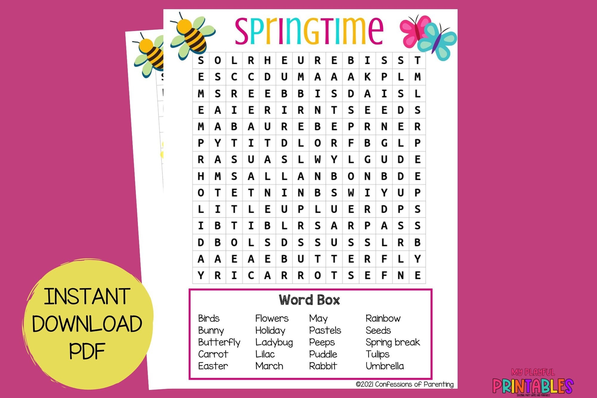 Springtime Word Search For Kids Spring Activities Spring Puzzle Spring Games For Kids Spring Activities For Kids Flowers Word Search Etsy