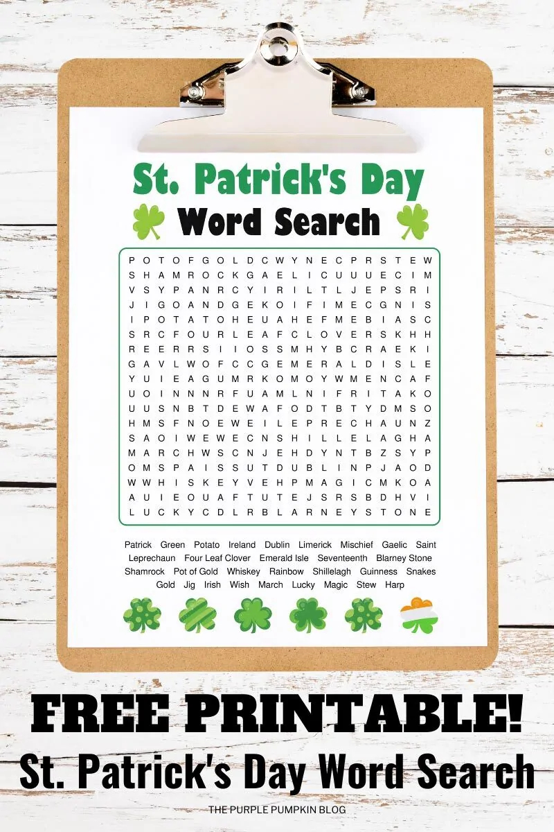 St Patrick s Day Word Search Free Printable St Patty s Activities