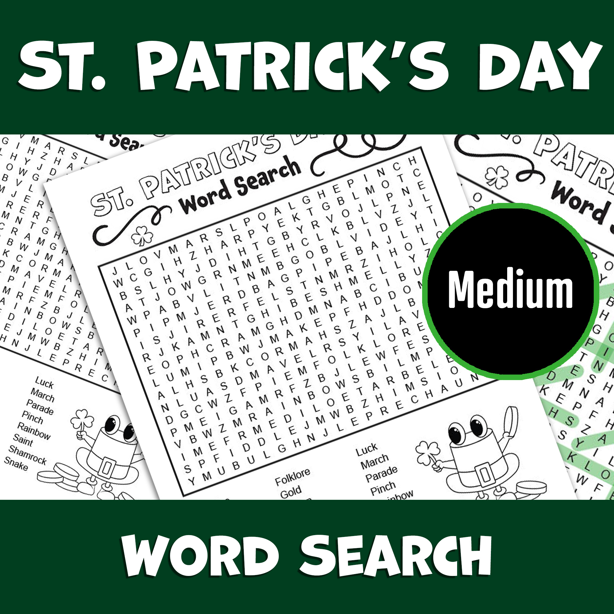 St Patrick s Day Word Search Puzzle Medium Winter Word Game Activity Word Find Snow Day Activity Classful