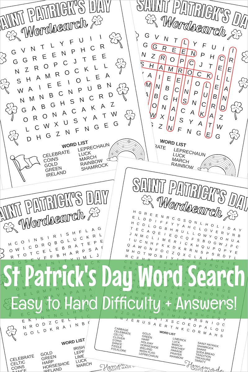 St Patrick s Day Word Search Puzzles