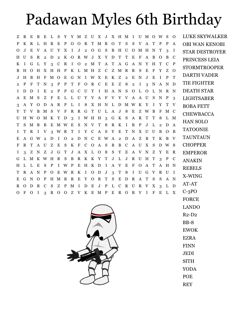 Star Wars Kids Word Search Star Wars Kids Word Search