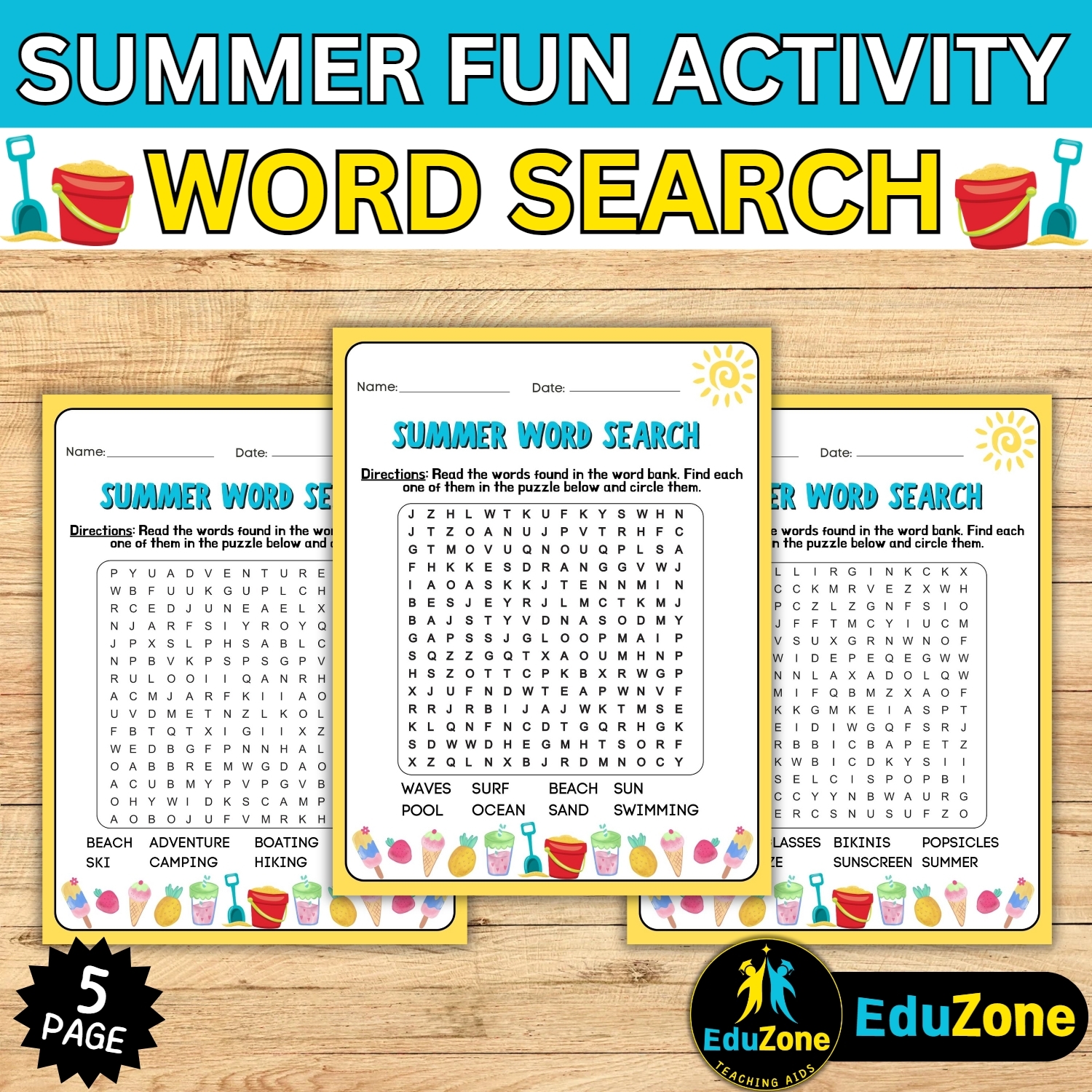 Summer Adventure Quest Beach Themed Word Search Puzzles For Kids Made By Teachers