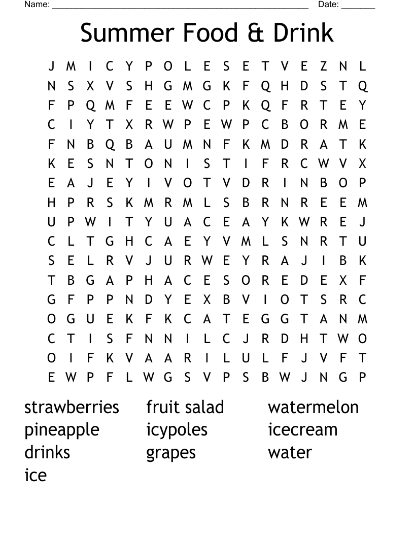 Summer Word Search Printable For Kids