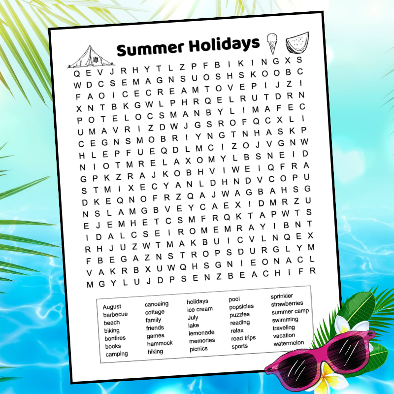 Summer Holidays Word Search Tree Valley Academy