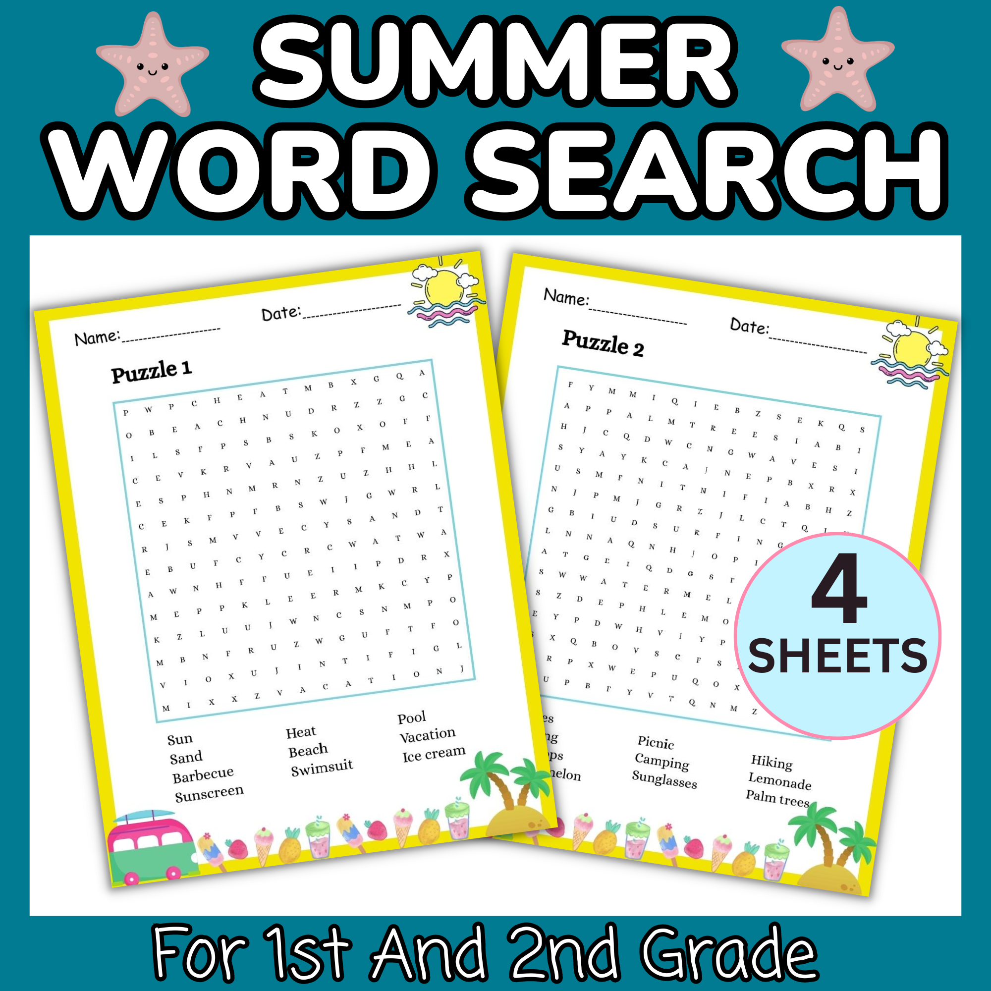 Summer Word Search Activity For 1st And 2nd Grade End Of Year Activities Made By Teachers