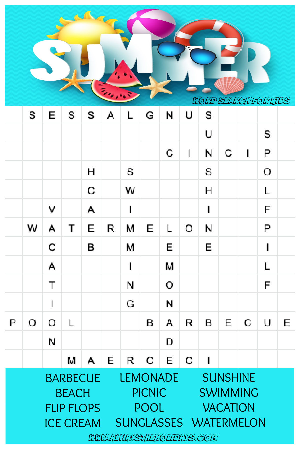 Printable Word Searches For Kids Hard