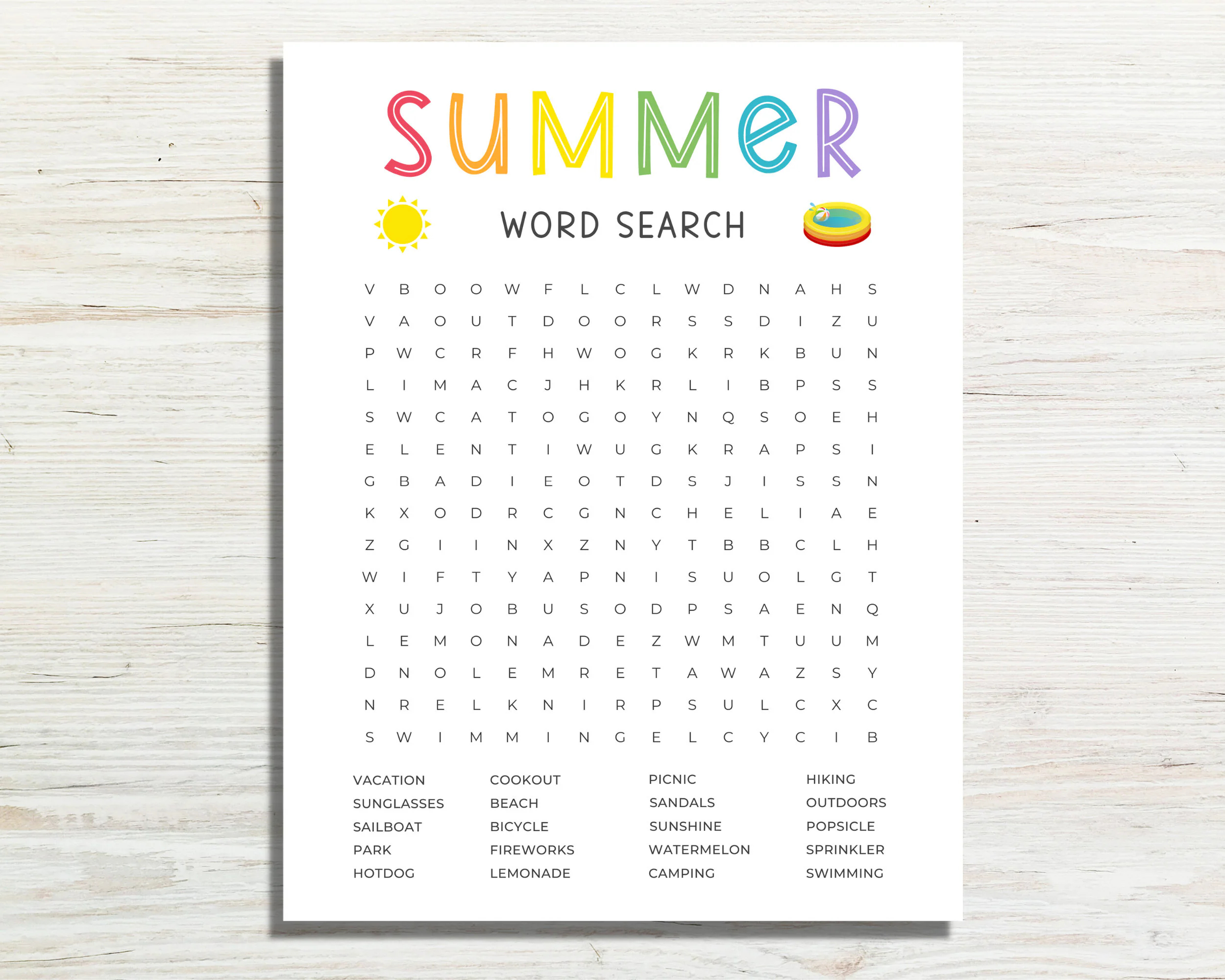Summer Word Search Printable Summertime Games Fun Summer 