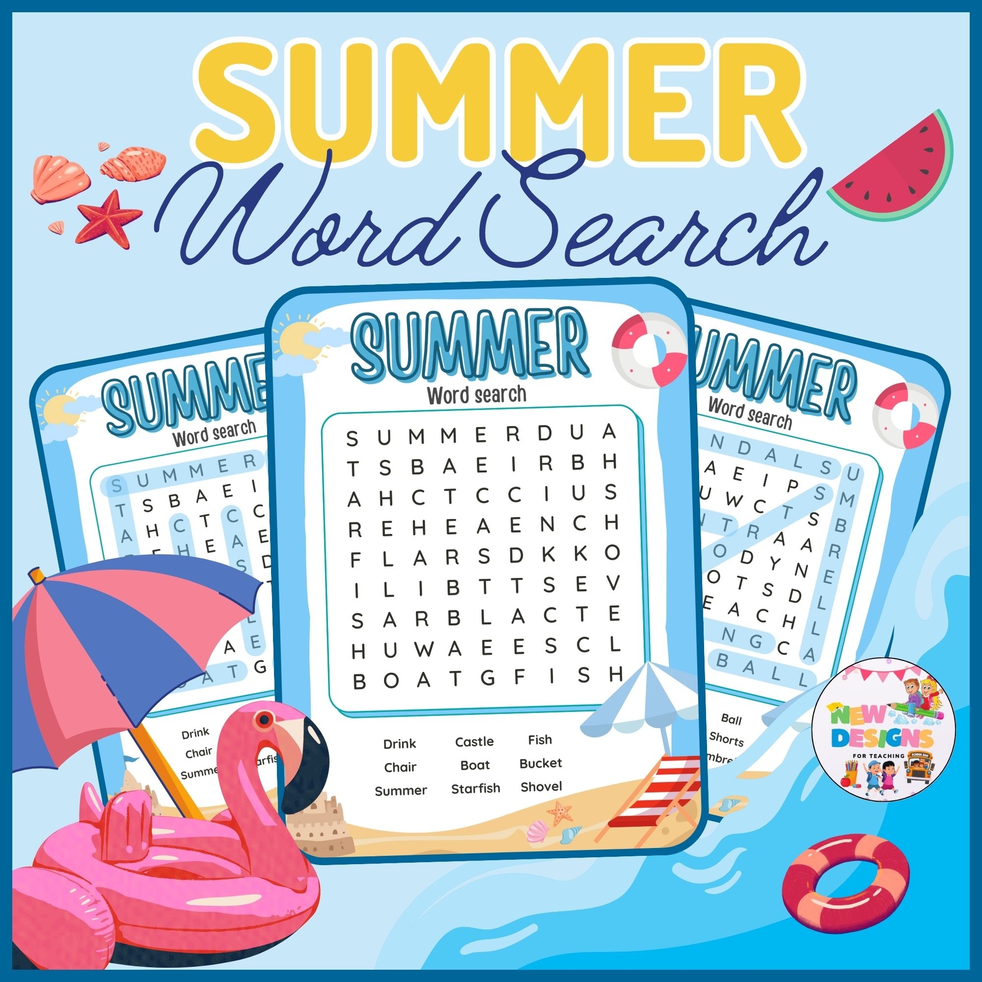 summer word search puzzle end of the year activities printable