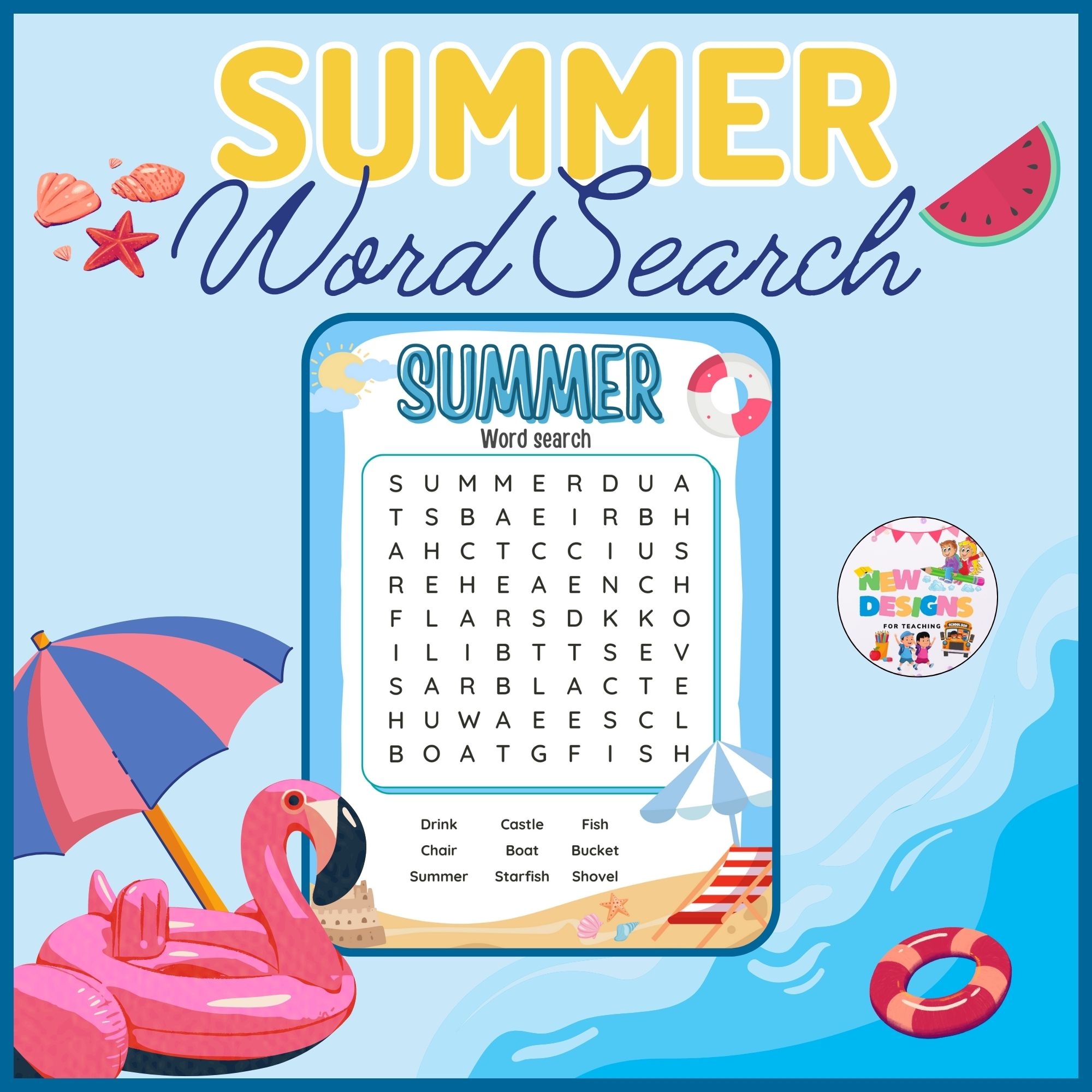 Kids Word Search Printable Summer