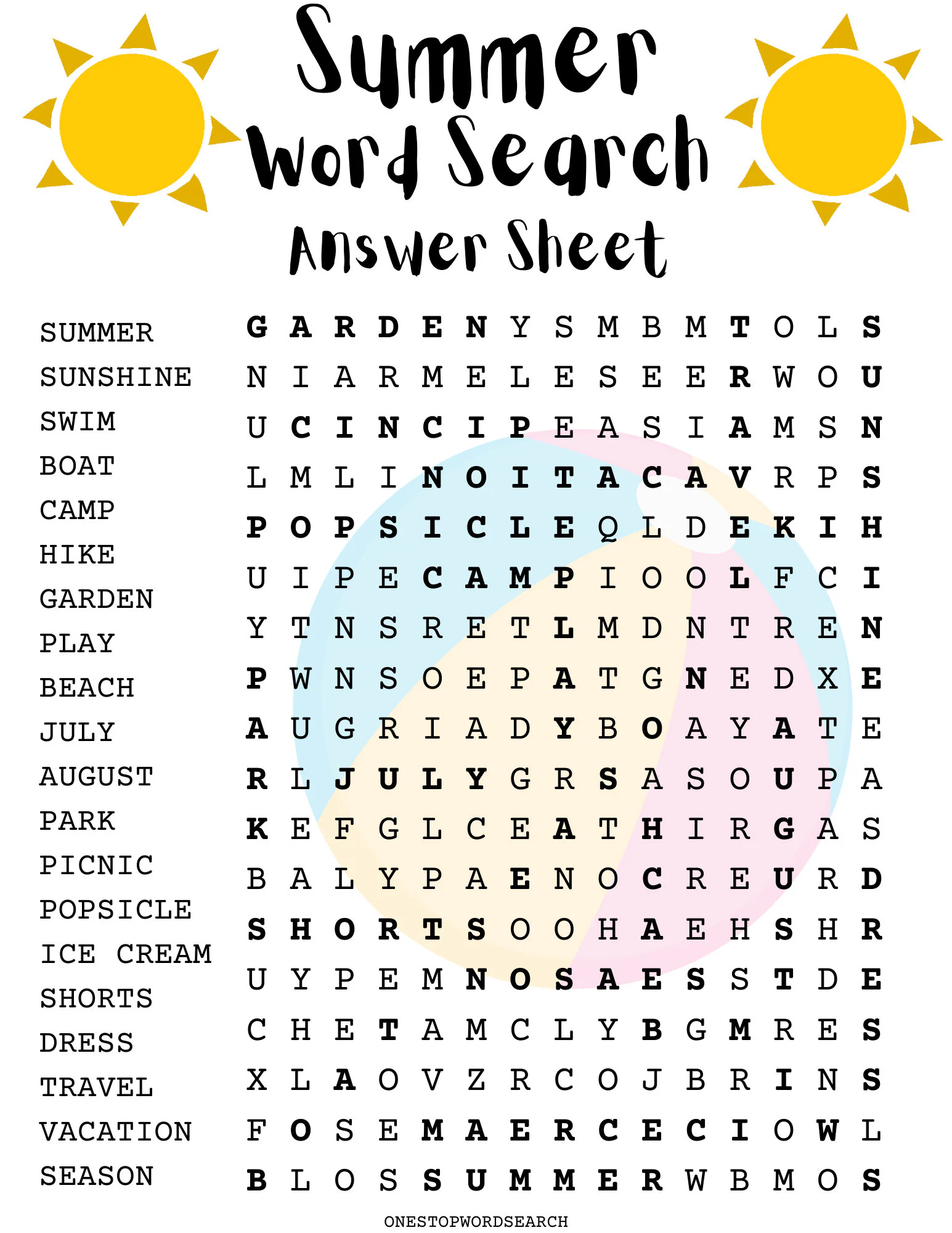 Summer Word Search Free Printable Summer Word Search Free Printable