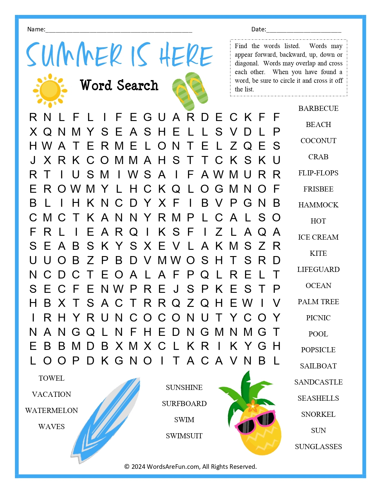 Summer Word Searches