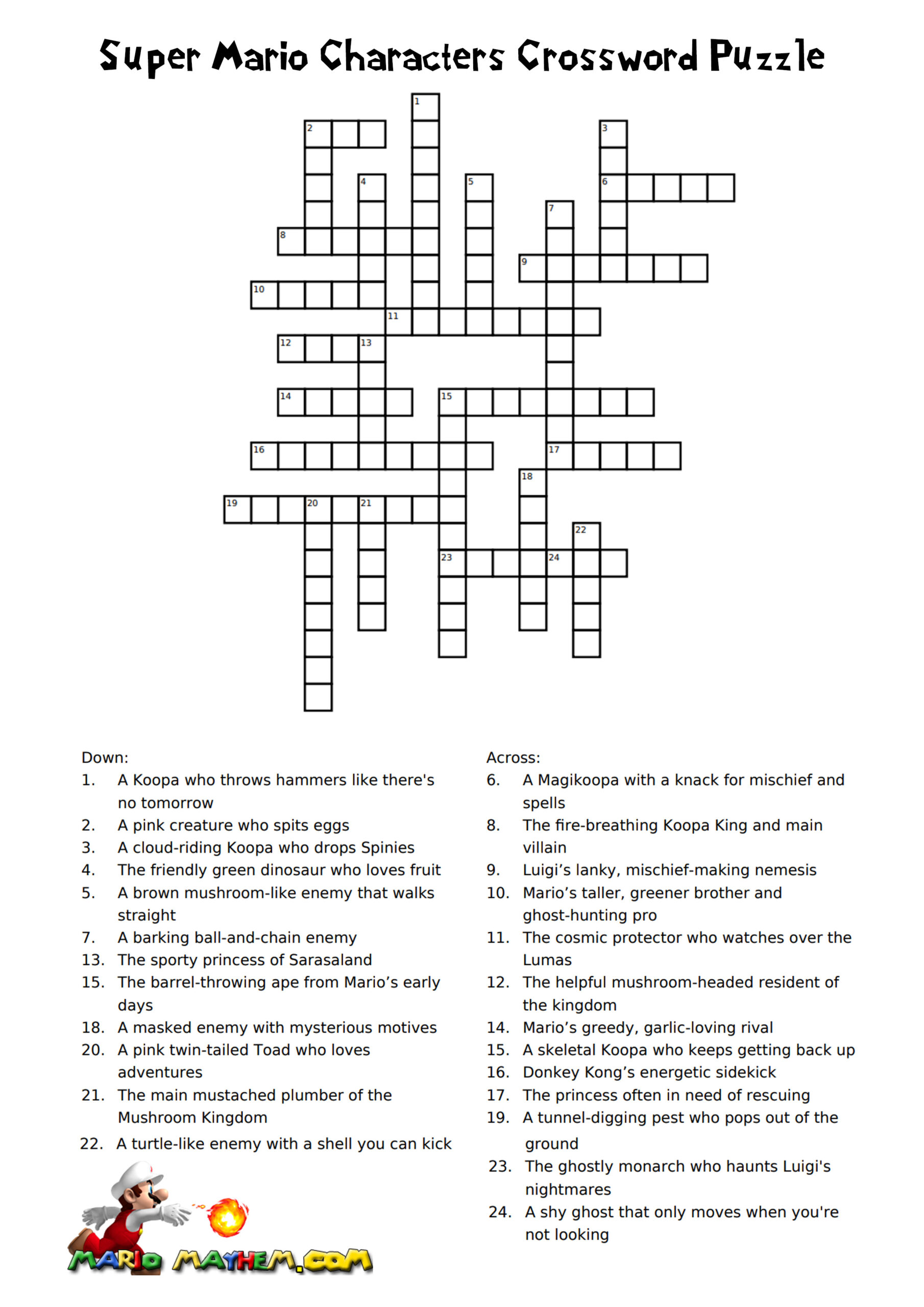 Super Mario Word Search Printable