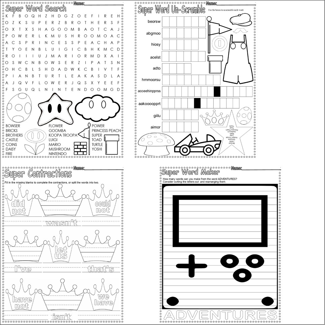 Mario Word Search For Kids