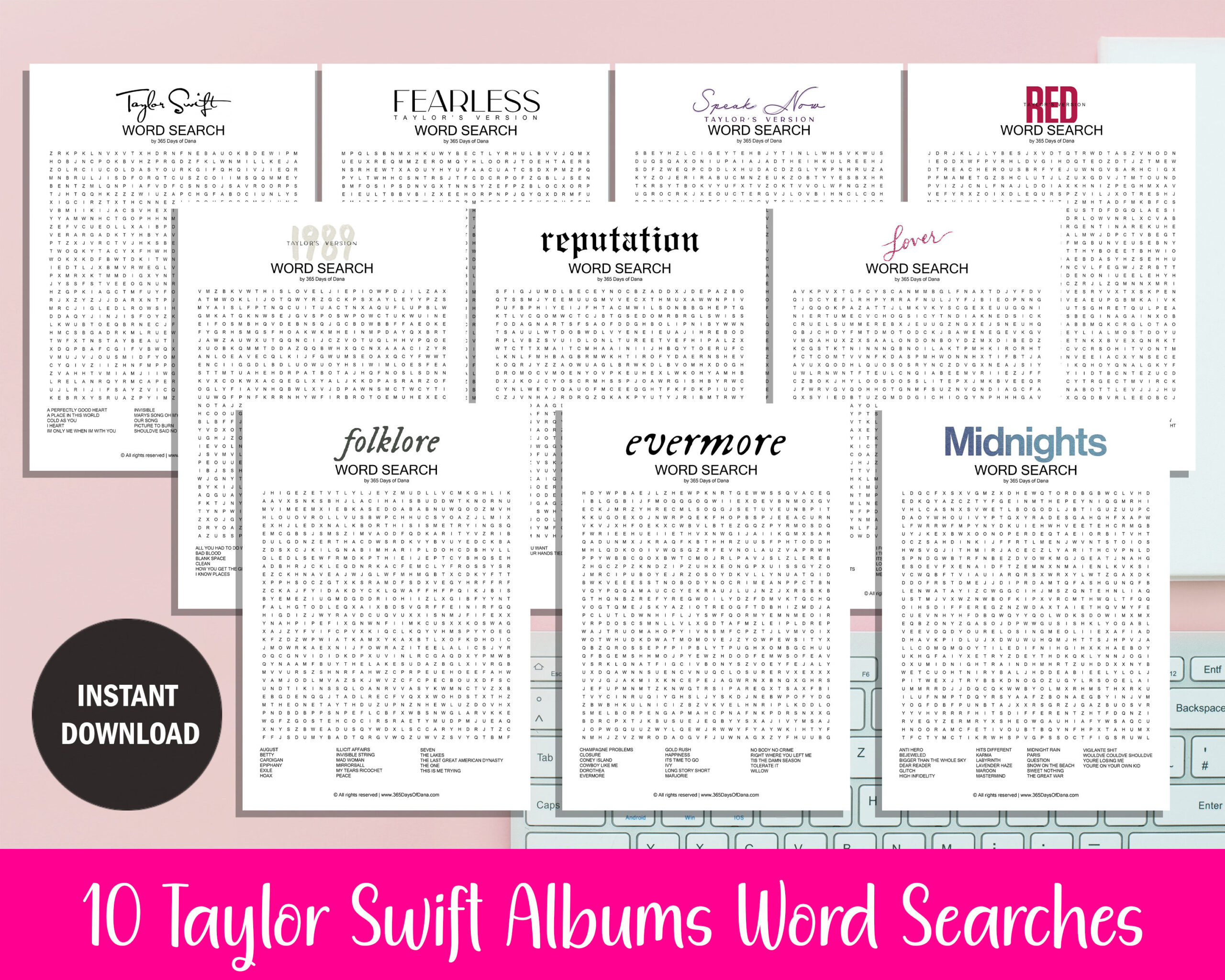 Taylor Swift Album Word Searches Taylor Swift Puzzles Taylor Swift Printable Games Etsy