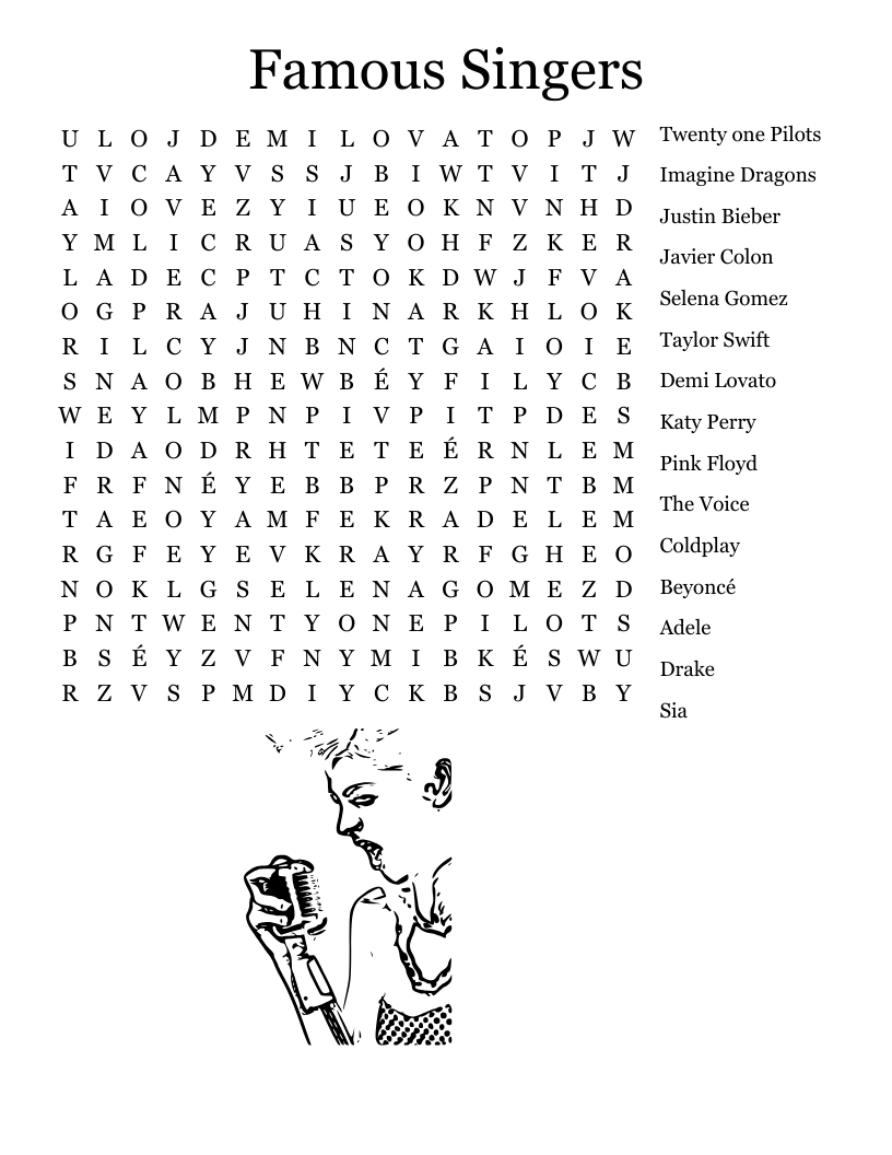 Free Taylor Swift Word Search Kids Printable