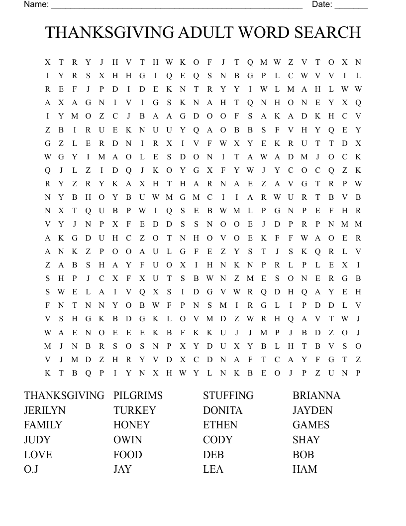 THANKSGIVING ADULT WORD SEARCH WordMint THANKSGIVING ADULT WORD SEARCH WordMint