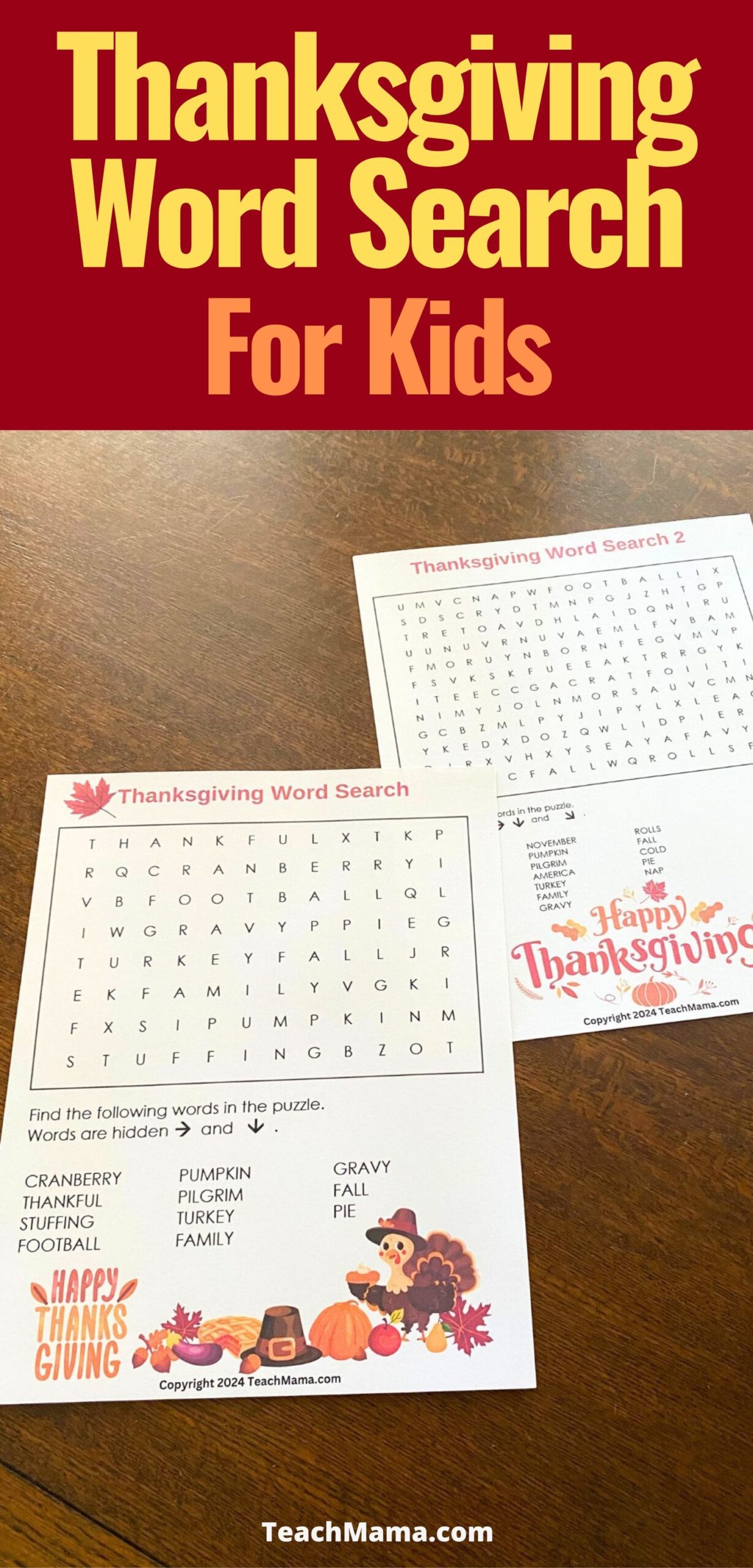 Word Search Printable Thanksgiving
