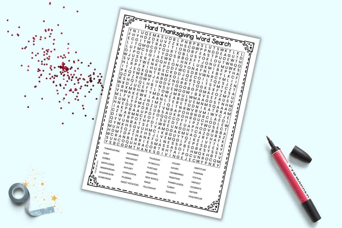 Thanksgiving Word Search Hard Printable The Artisan Life Thanksgiving Word Search Hard Printable The Artisan Life