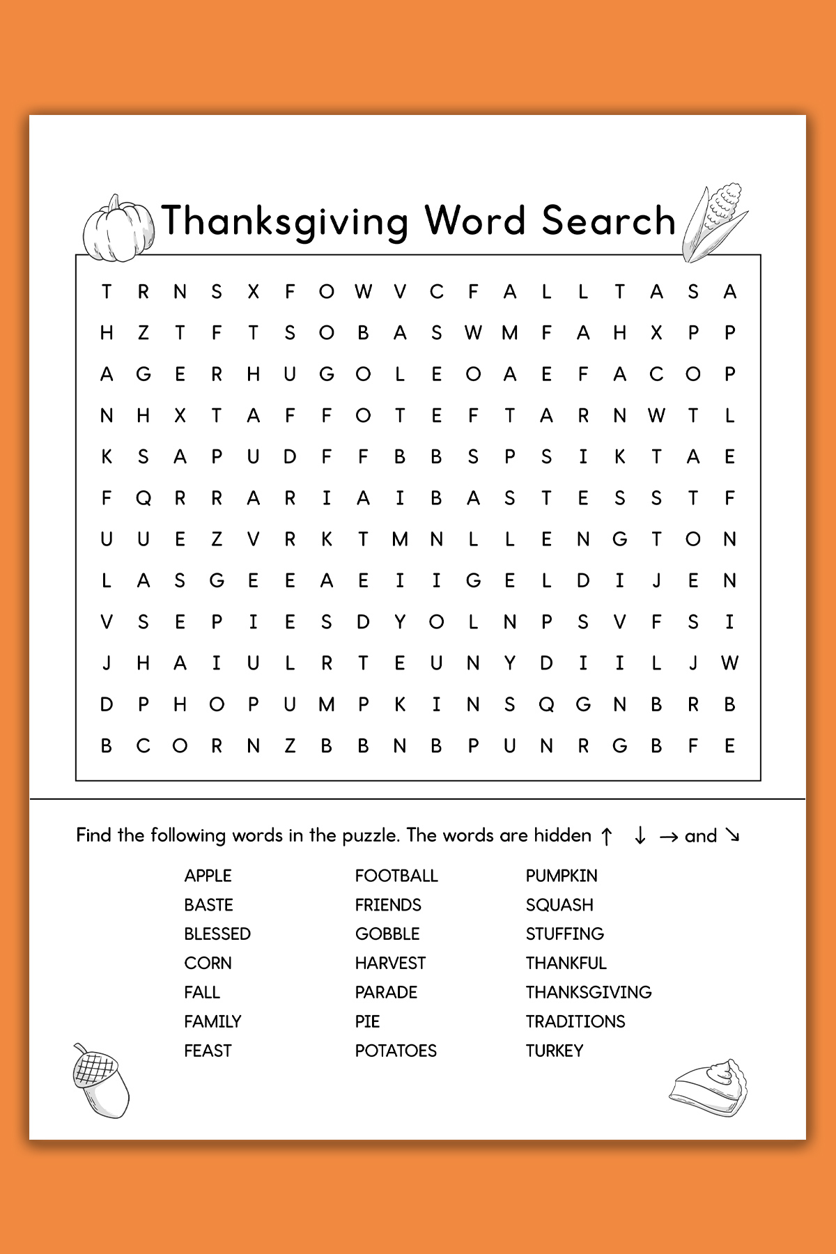 Thanksgiving Word Search Printable Set 3 Varying Levels Of Difficulty Included