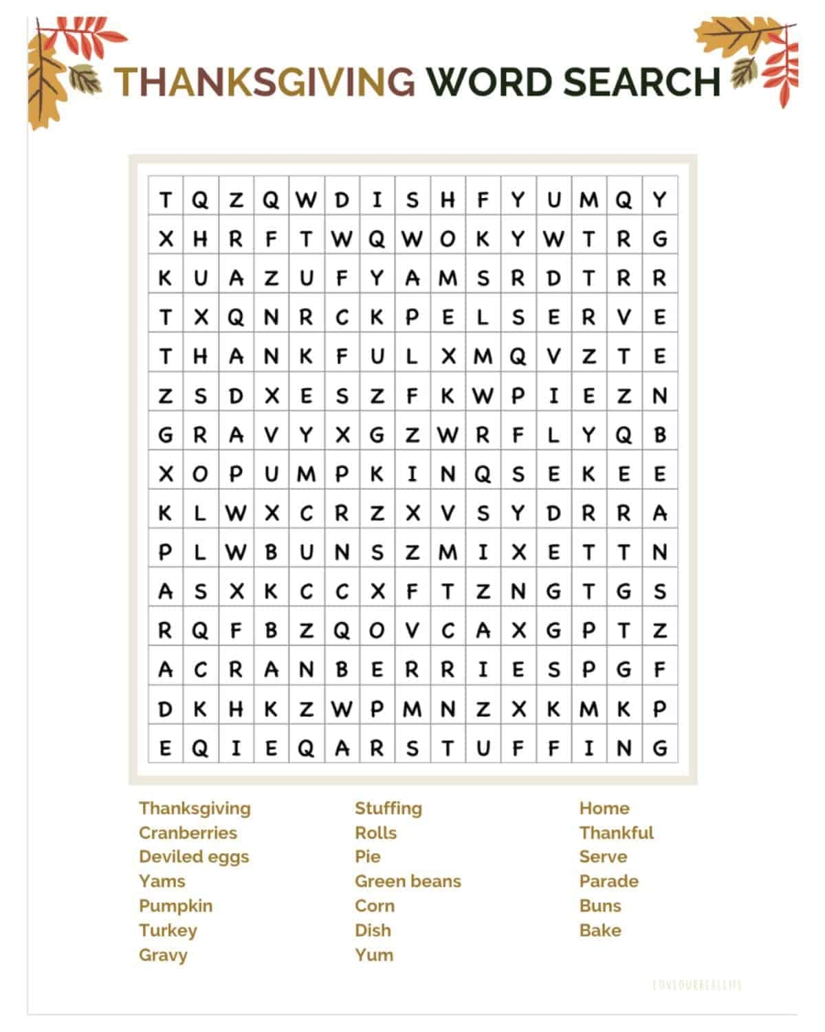 Medium Level Word Search Printable