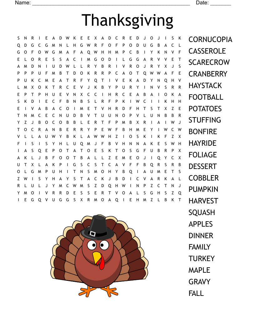 thanksgiving word search wordmint